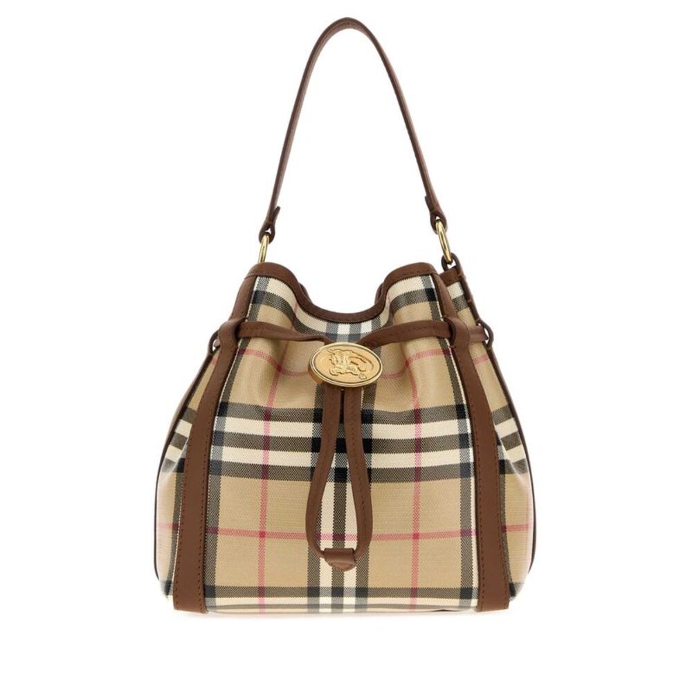 Burberry Women Coated Canvas Mini Check Bucket Bag